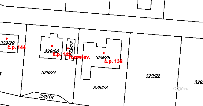 Cholupice 138, Praha na parcele st. 329/28 v KÚ Cholupice, Katastrální mapa