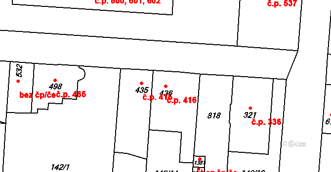 Slatiňany 416 na parcele st. 436 v KÚ Slatiňany, Katastrální mapa