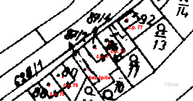 Jemníky 71 na parcele st. 87/1 v KÚ Jemníky, Katastrální mapa