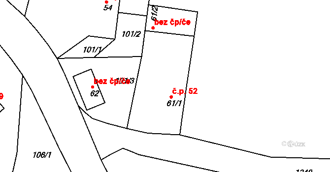 Polžice 52, Srby na parcele st. 61/1 v KÚ Polžice u Horšovského Týna, Katastrální mapa