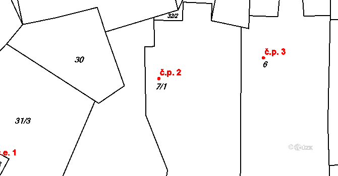 Mohelnice 2 na parcele st. 7/1 v KÚ Mohelnice u Nepomuka, Katastrální mapa