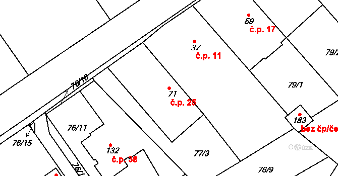 Habřinka 25, Bukovka na parcele st. 71 v KÚ Bukovka, Katastrální mapa