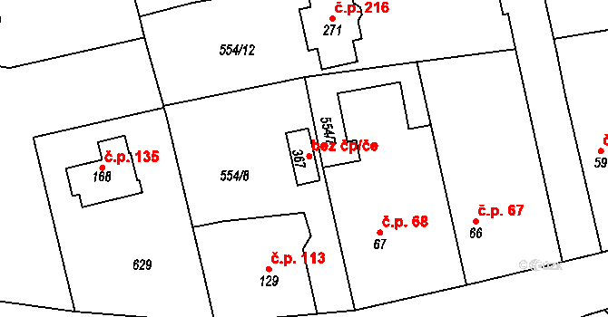 Semčice 77800648 na parcele st. 367 v KÚ Semčice, Katastrální mapa
