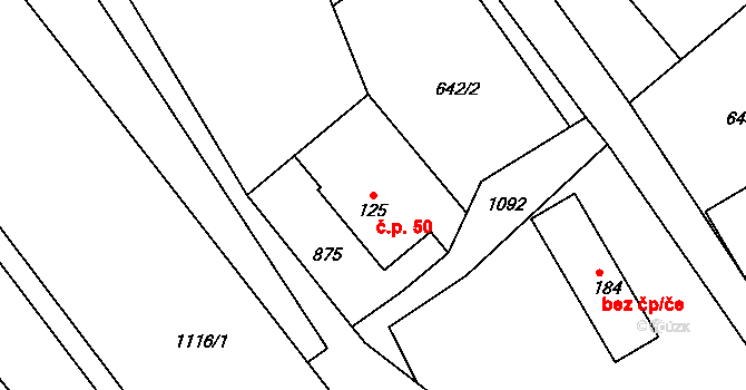Rudoltice 50, Sobotín na parcele st. 125 v KÚ Rudoltice u Sobotína, Katastrální mapa