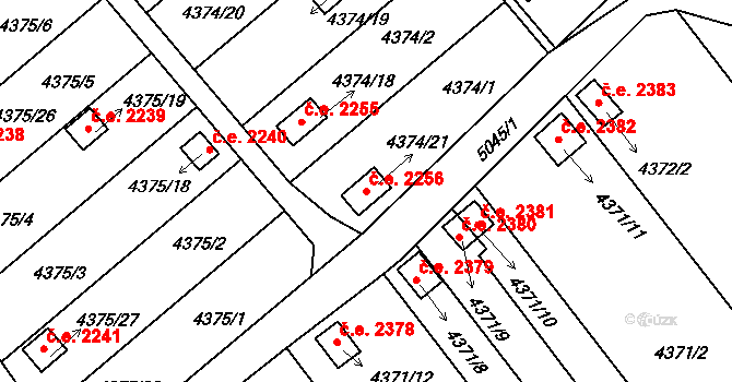 Louny 2256 na parcele st. 4374/21 v KÚ Louny, Katastrální mapa