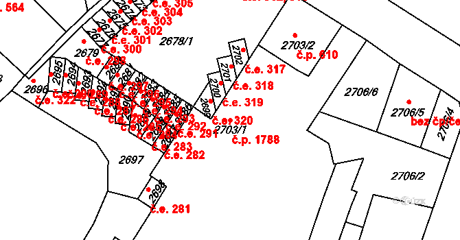 Děčín VI-Letná 1788, Děčín na parcele st. 2703/1 v KÚ Podmokly, Katastrální mapa