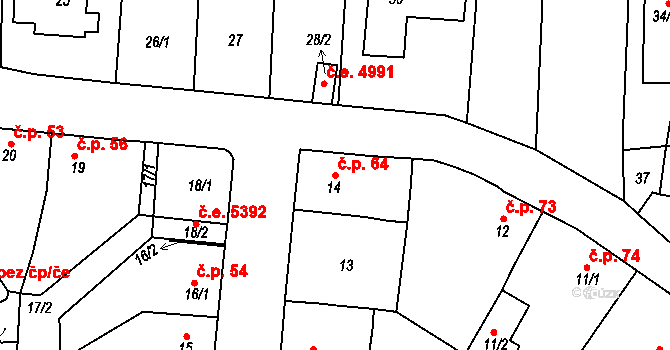 Koštov 64, Trmice na parcele st. 14 v KÚ Koštov, Katastrální mapa
