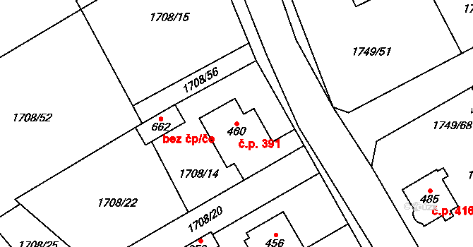 Libouchec 391 na parcele st. 460 v KÚ Libouchec, Katastrální mapa