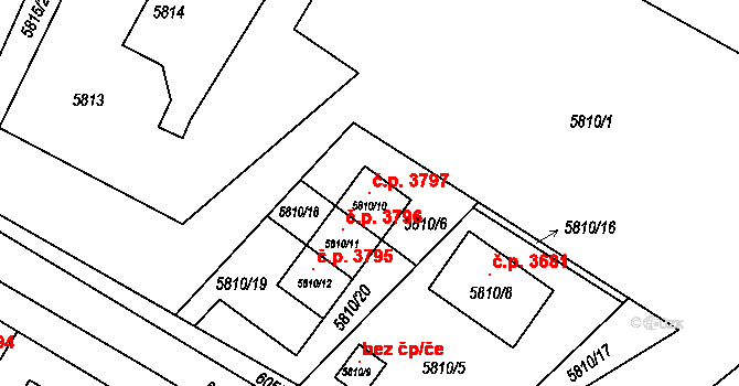 Frýdek 3797, Frýdek-Místek na parcele st. 5810/10 v KÚ Frýdek, Katastrální mapa