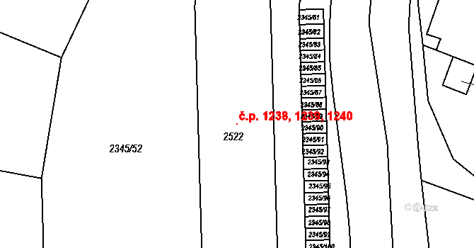 Pacov 1238,1239,1240 na parcele st. 2522 v KÚ Pacov, Katastrální mapa