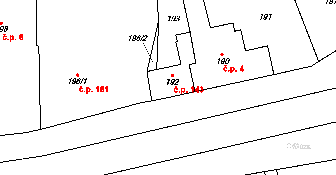 Křenovice 143 na parcele st. 192 v KÚ Křenovice u Kojetína, Katastrální mapa
