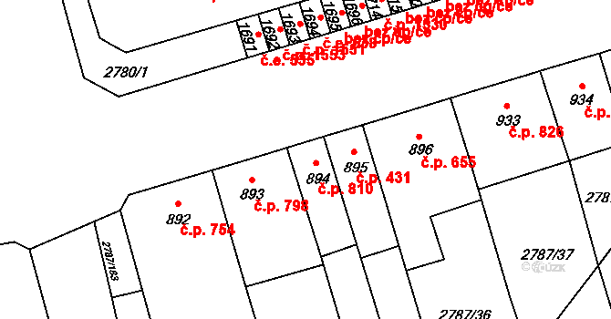 Lipník nad Bečvou I-Město 810, Lipník nad Bečvou na parcele st. 894 v KÚ Lipník nad Bečvou, Katastrální mapa