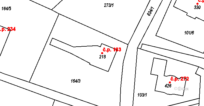 Jenišovice 183 na parcele st. 218 v KÚ Jenišovice u Jablonce nad Nisou, Katastrální mapa