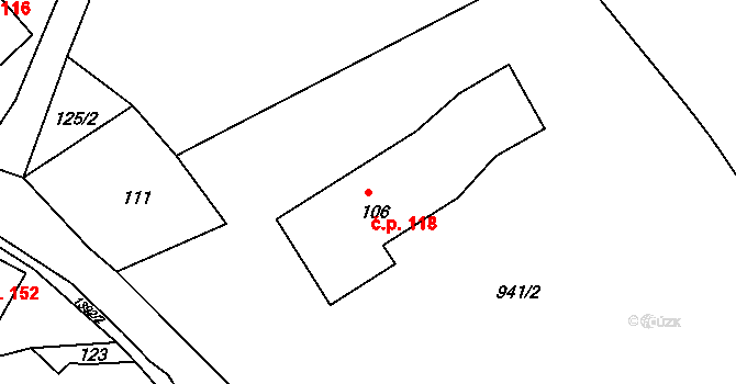 Rychnov 118, Verneřice na parcele st. 106 v KÚ Rychnov u Verneřic, Katastrální mapa