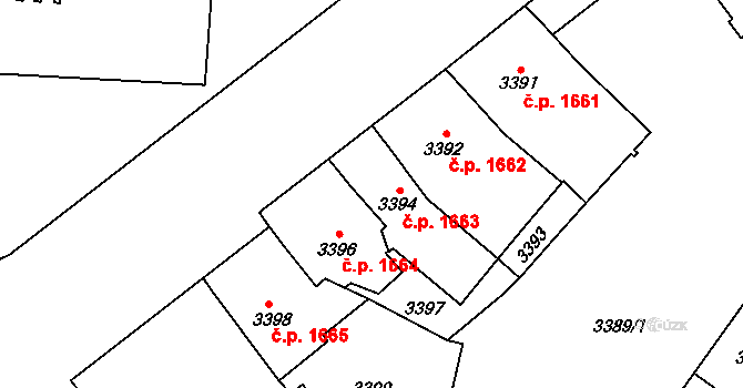 Jihlava 1663 na parcele st. 3394 v KÚ Jihlava, Katastrální mapa