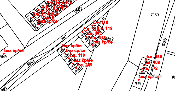Zastávka 113 na parcele st. 982/2 v KÚ Zastávka, Katastrální mapa