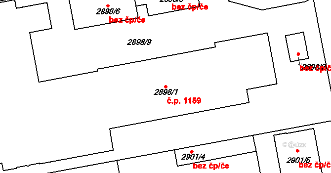 Slavkov u Brna 1159 na parcele st. 2898/1 v KÚ Slavkov u Brna, Katastrální mapa