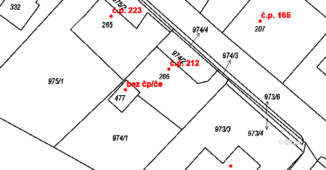 Sedliště 212 na parcele st. 266 v KÚ Sedliště ve Slezsku, Katastrální mapa
