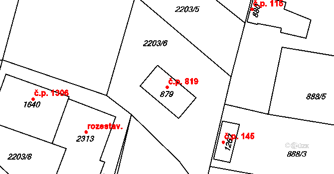 Třebechovice pod Orebem 819 na parcele st. 879 v KÚ Třebechovice pod Orebem, Katastrální mapa