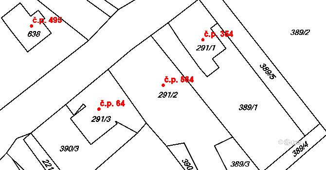 Skalice u České Lípy 564 na parcele st. 291/2 v KÚ Skalice u České Lípy, Katastrální mapa