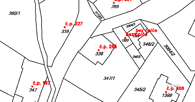 Cvikov II 265, Cvikov na parcele st. 338 v KÚ Cvikov, Katastrální mapa