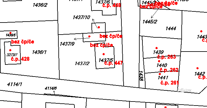 Podmoklice 447, Semily na parcele st. 1437/5 v KÚ Semily, Katastrální mapa
