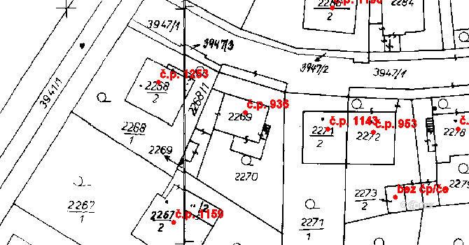 Poděbrady III 936, Poděbrady na parcele st. 2269 v KÚ Poděbrady, Katastrální mapa