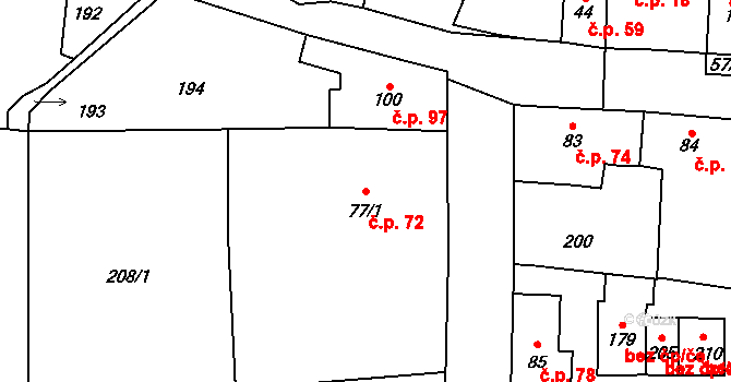 Krchleby 72, Staňkov na parcele st. 77/1 v KÚ Krchleby u Staňkova, Katastrální mapa