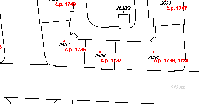 Vinohrady 1737, Praha na parcele st. 2636 v KÚ Vinohrady, Katastrální mapa