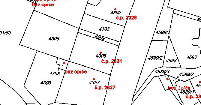 Dejvice 2331, Praha na parcele st. 4395 v KÚ Dejvice, Katastrální mapa