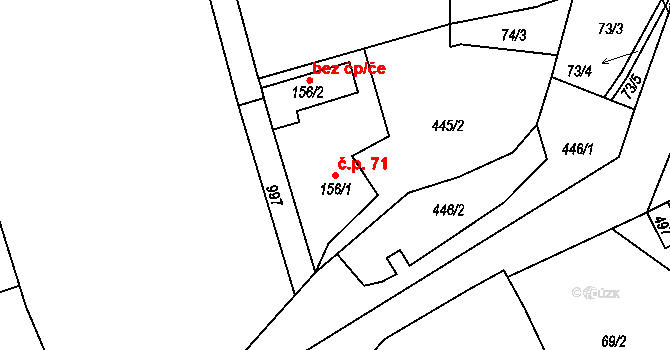 Svinaře 71 na parcele st. 156/1 v KÚ Svinaře, Katastrální mapa