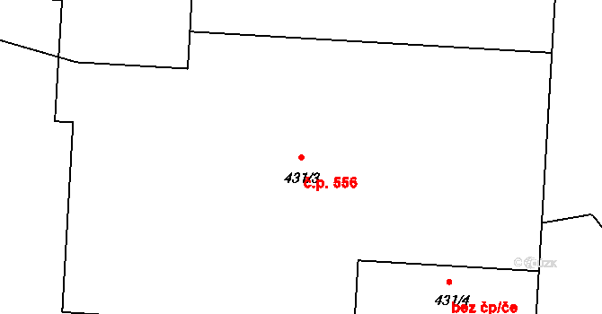 Lazce 556, Olomouc na parcele st. 431/3 v KÚ Lazce, Katastrální mapa