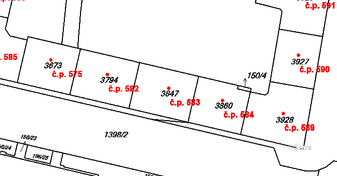 Nové Město 583, Jičín na parcele st. 3847 v KÚ Jičín, Katastrální mapa