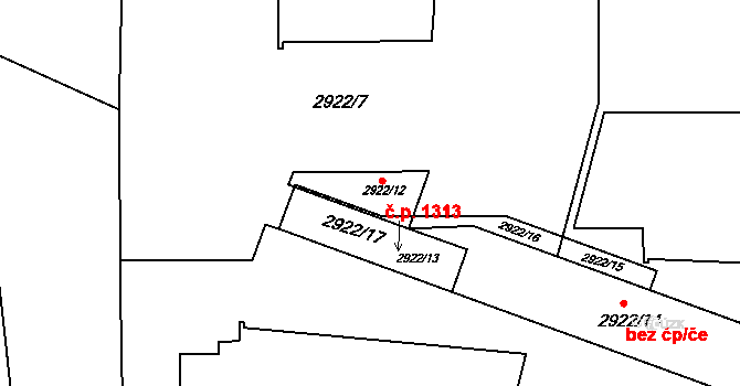 Stodůlky 1313, Praha na parcele st. 2922/12 v KÚ Stodůlky, Katastrální mapa