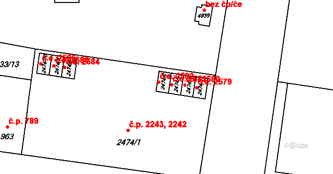 Žatec 2582 na parcele st. 2474/6 v KÚ Žatec, Katastrální mapa