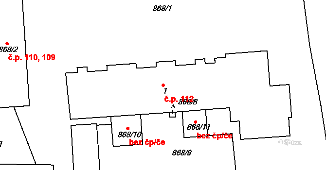 Habartov 112 na parcele st. 1 v KÚ Habartov, Katastrální mapa