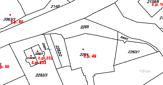 Černovice 49 na parcele st. 2284 v KÚ Černovice u Chomutova, Katastrální mapa