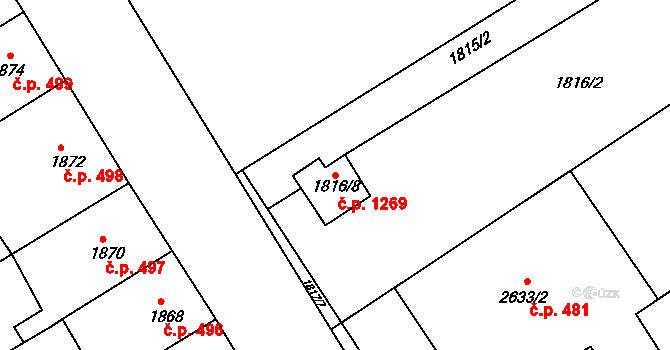 Miroslav 1269 na parcele st. 1816/8 v KÚ Miroslav, Katastrální mapa