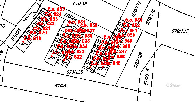 Vyškov-Předměstí 842, Vyškov na parcele st. 570/113 v KÚ Vyškov, Katastrální mapa
