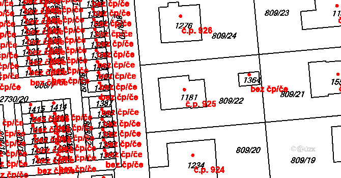 Horažďovice 925 na parcele st. 1181 v KÚ Horažďovice, Katastrální mapa