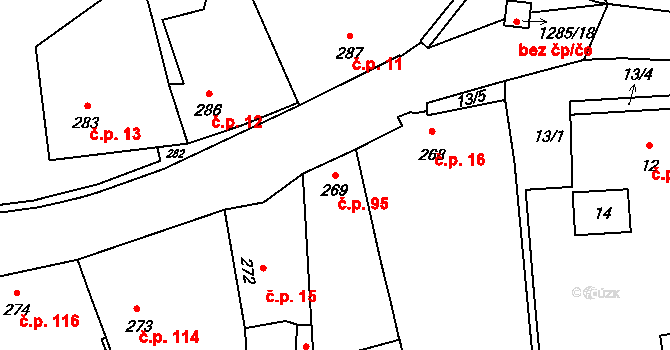 Neveklov 95 na parcele st. 269 v KÚ Neveklov, Katastrální mapa