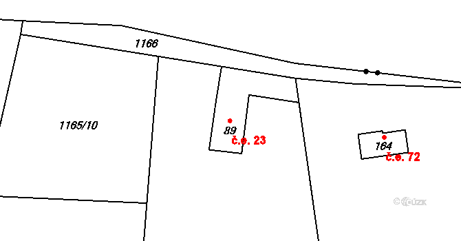 Nesperská Lhota 23, Vlašim na parcele st. 89 v KÚ Nesperská Lhota, Katastrální mapa