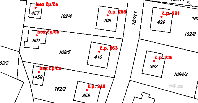 Čechtice 263 na parcele st. 410 v KÚ Čechtice, Katastrální mapa
