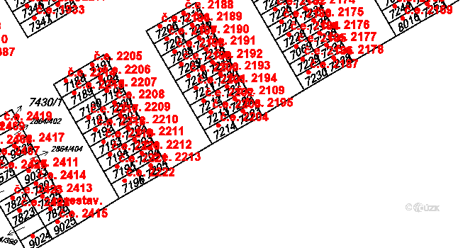 Hodonín 2195 na parcele st. 7223 v KÚ Hodonín, Katastrální mapa