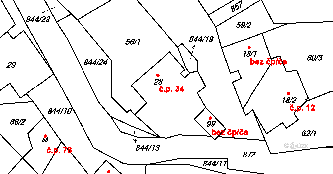 Palič 34, Lipová na parcele st. 28 v KÚ Palič, Katastrální mapa