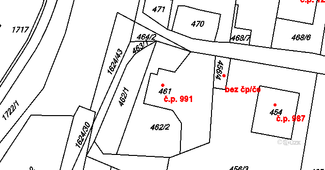 Brumov 991, Brumov-Bylnice na parcele st. 461 v KÚ Brumov, Katastrální mapa