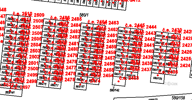 Bludovice 2459, Havířov na parcele st. 580/103 v KÚ Bludovice, Katastrální mapa