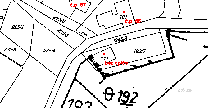 Volfířov 40981649 na parcele st. 111 v KÚ Řečice, Katastrální mapa