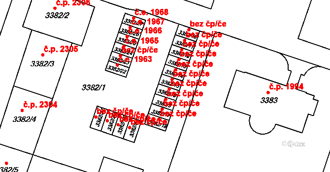 Teplice 41982649 na parcele st. 3382/15 v KÚ Teplice, Katastrální mapa