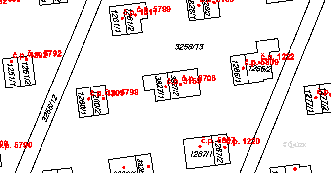 Zlín 3159 na parcele st. 3827/1 v KÚ Zlín, Katastrální mapa